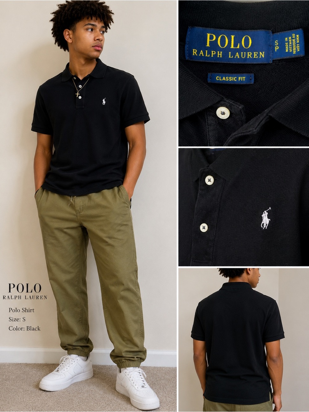 Ralph Lauren Black Polo Shirt with White Pony - Classic Fit